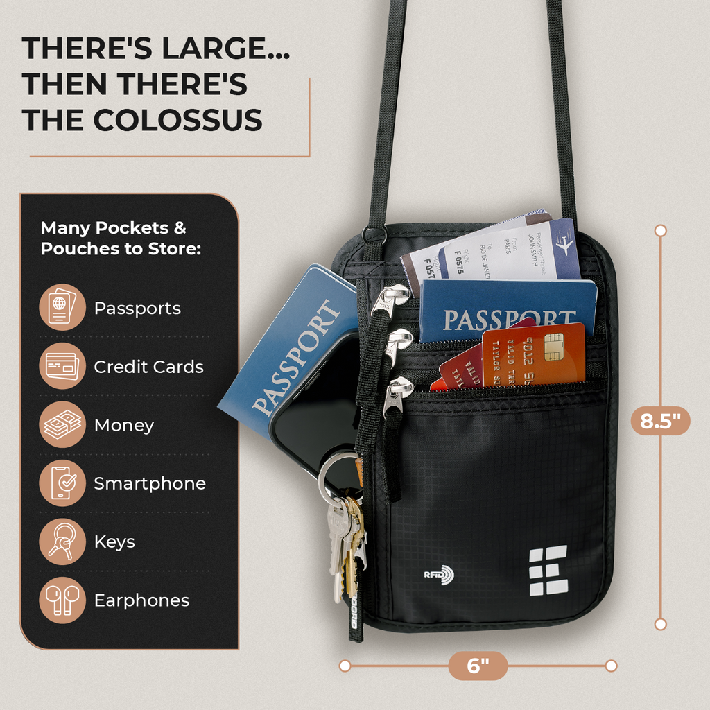 Travel Neck Wallet RFID-Blocking Large and X-Large