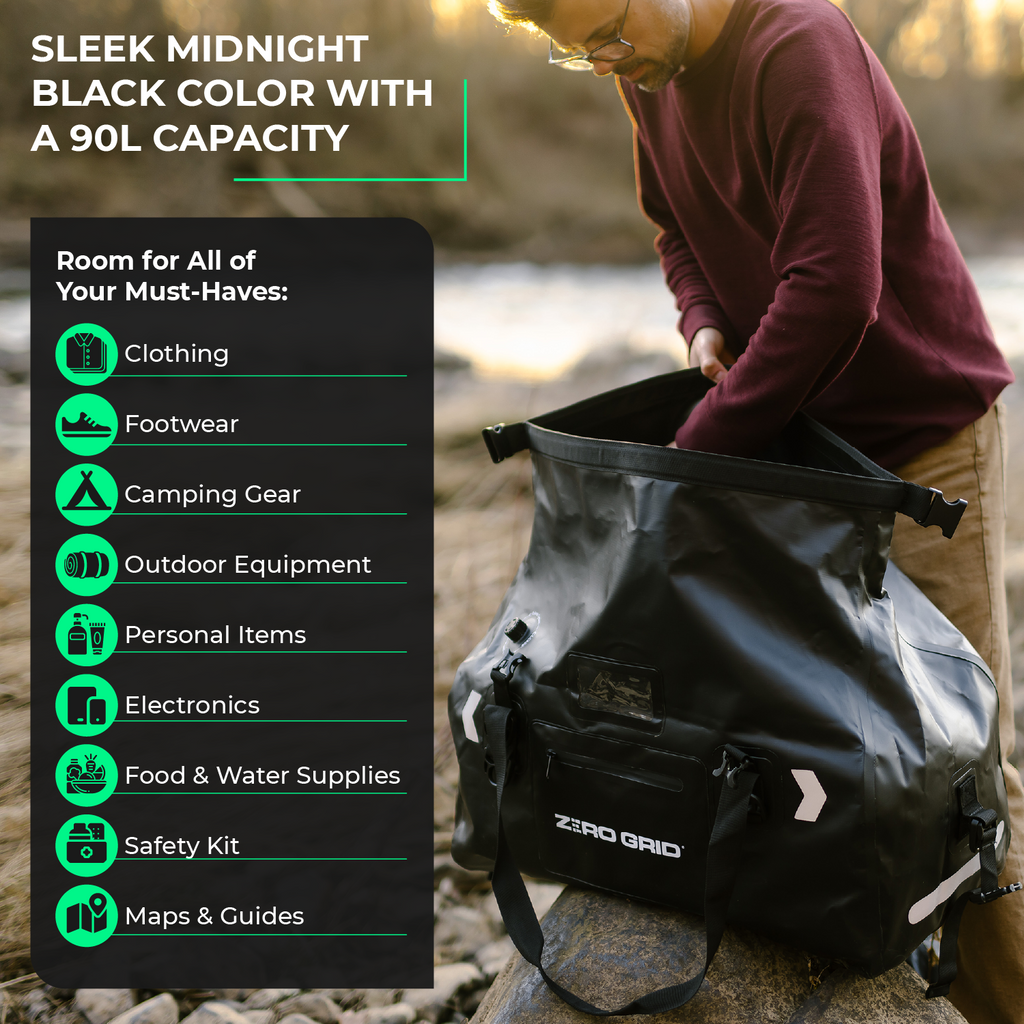 Extra Large Waterproof Duffel Bag - Heavy-Duty Duffle Dry Bag with Welded Seams & Rfid Pockets - Roll Top XL Duffel Bags for Traveling, Camping, Kayaking, Fishing, Canoeing, Boating