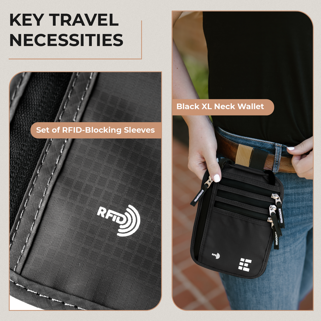 Travel Neck Wallet RFID-Blocking Large and X-Large