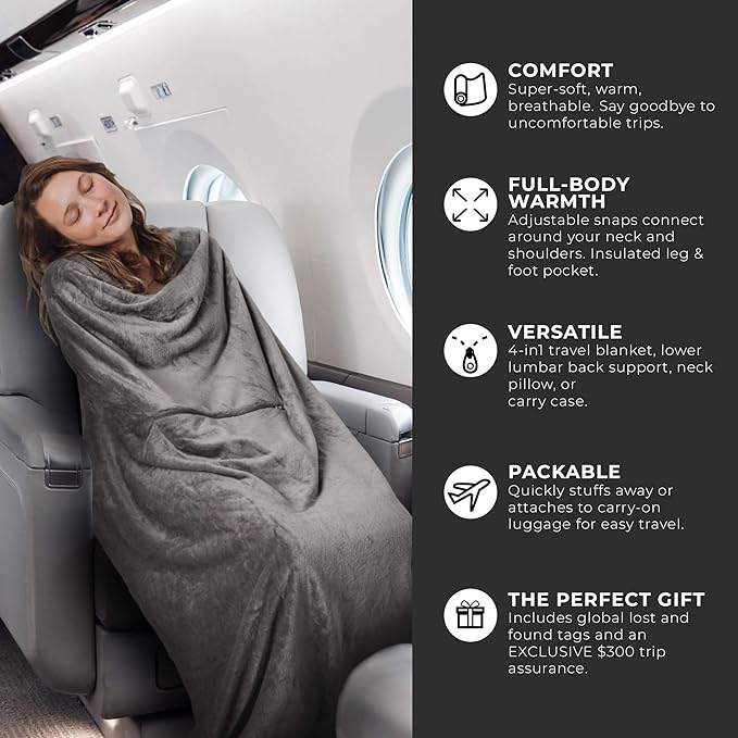 Zero Grid Premium Lightweight Wearable Super Soft Travel Blanket
