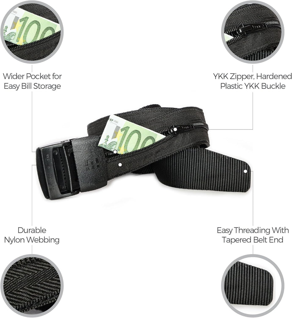 Travel Security Belt & Hidden Money Wallet