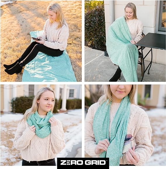 Travel Scarf - Lightweight Infinity Scarf with Hidden Zipper Pocket & Customizable Snaps