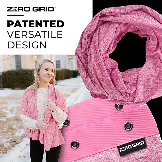 Travel Scarf - Lightweight Infinity Scarf with Hidden Zipper Pocket & Customizable Snaps