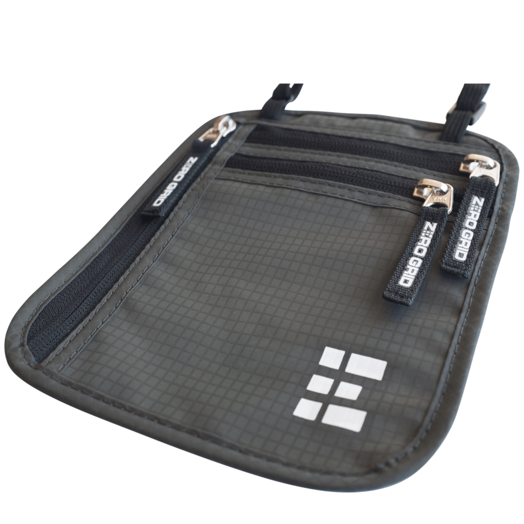 Portafoglio Da Collo RFID Impermeabile - Tessuto Nylon, Grigio Chiaro, Per Viaggi E Sicurezza - Foto 3